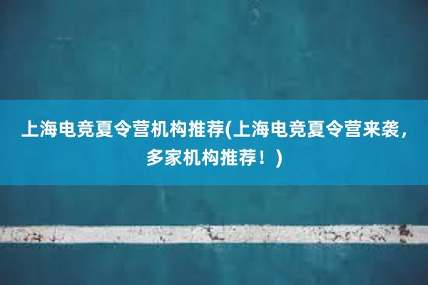 上海电竞夏令营机构推荐(上海电竞夏令营来袭，多家机构推荐！)