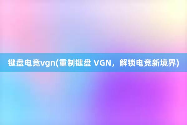 键盘电竞vgn(重制键盘 VGN，解锁电竞新境界)