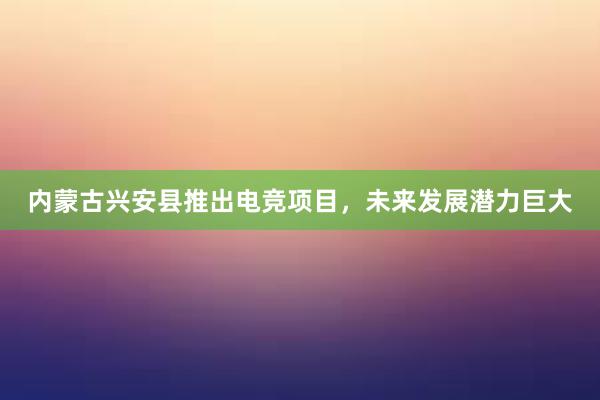 内蒙古兴安县推出电竞项目，未来发展潜力巨大